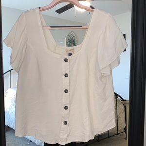 White Women’s Ruffle Sleeve Top